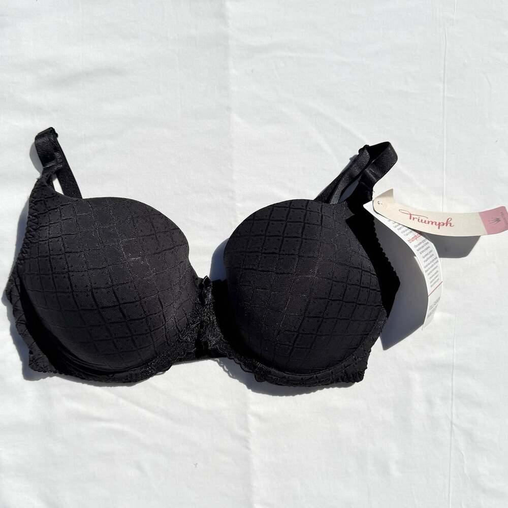 Triumph Seduction Diamond Jacquard Bra Lined Underwire 34DDD Black